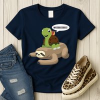Sloth Turtle Snail Piggyback Womens T-Shirt