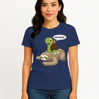 Sloth Turtle Snail Piggyback Womens T-Shirt