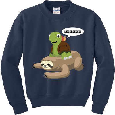 Sloth Turtle Snail Piggyback Kids Sweatshirt
