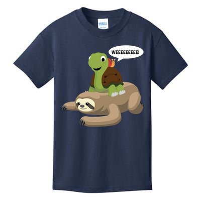 Sloth Turtle Snail Piggyback Kids T-Shirt