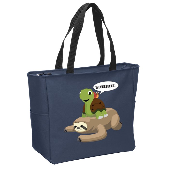 Sloth Turtle Snail Piggyback Zip Tote Bag