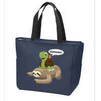 Sloth Turtle Snail Piggyback Zip Tote Bag