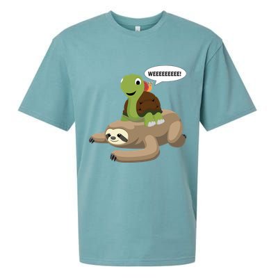 Sloth Turtle Snail Piggyback Sueded Cloud Jersey T-Shirt