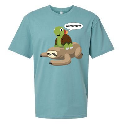 Sloth Turtle Snail Piggyback Sueded Cloud Jersey T-Shirt