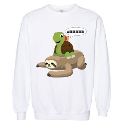 Sloth Turtle Snail Piggyback Garment-Dyed Sweatshirt