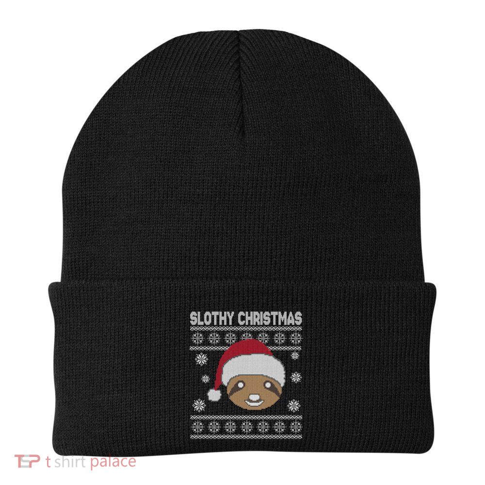 Slothy Christmas Ugly Sweater Knit Cap Winter Beanie