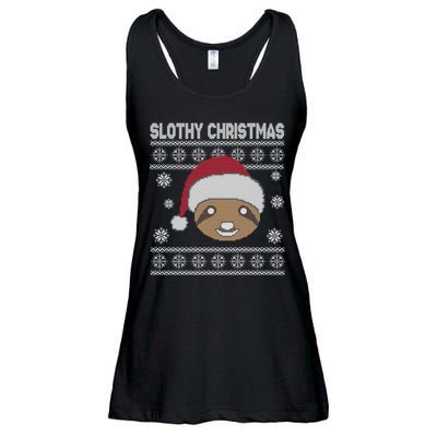 Slothy Christmas Ugly Sweater Ladies Essential Flowy Tank