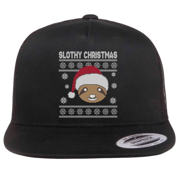 Slothy Christmas Ugly Sweater Flatbill Hat