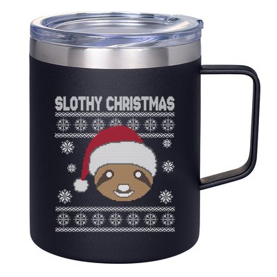 Slothy Christmas Ugly Sweater 12oz Stainless Steel Coffee Mug