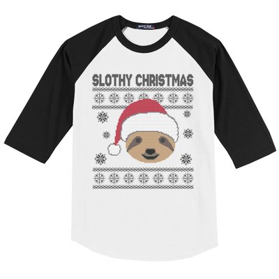 Slothy Christmas Ugly Sweater Baseball Sleeve Shirt