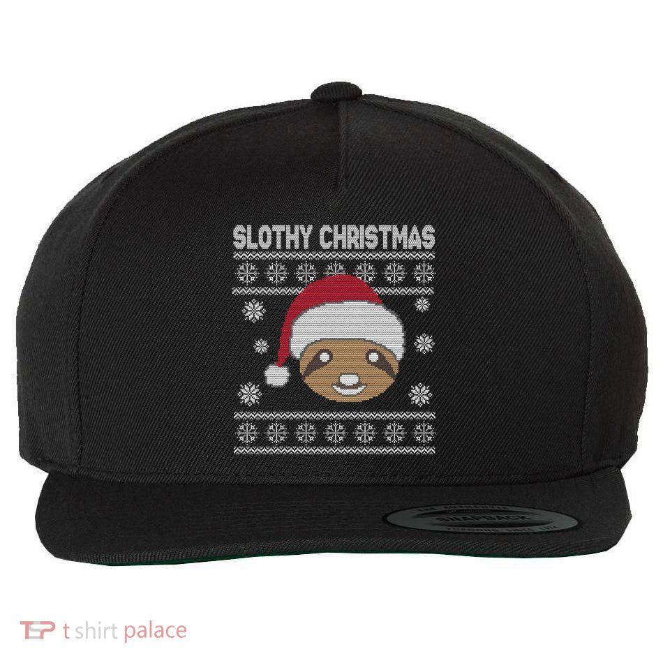Slothy Christmas Ugly Sweater Wool Snapback Cap