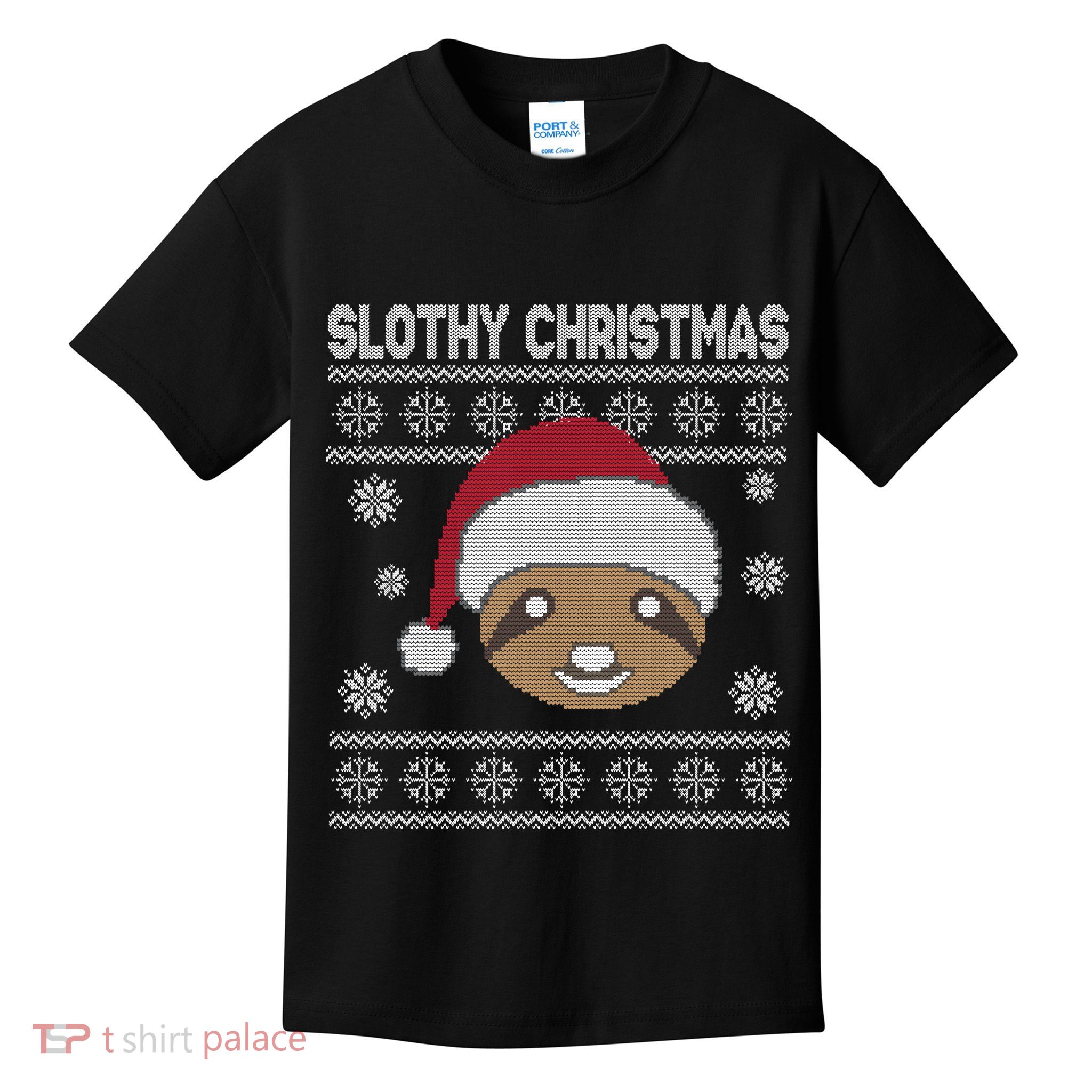 Slothy Christmas Ugly Sweater Kids T-Shirt