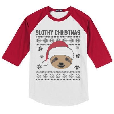 Slothy Christmas Ugly Sweater Kids Colorblock Raglan Jersey