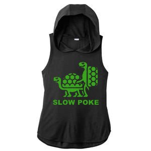 Slow Poke Funny Turtle Ladies PosiCharge Tri-Blend Wicking Draft Hoodie Tank