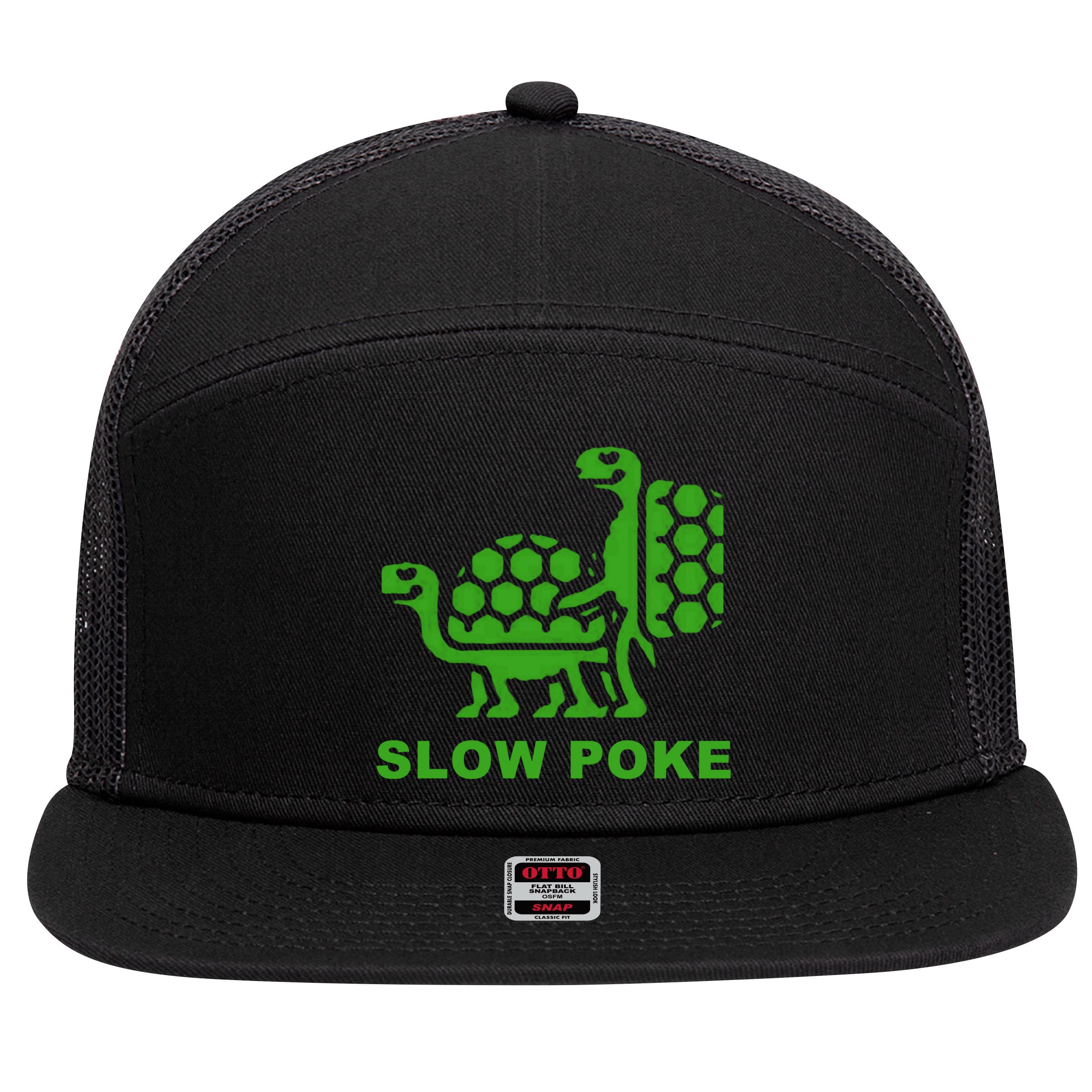 Slow Poke Funny Turtle 7 Panel Mesh Trucker Snapback Hat