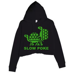 Slow Poke Funny Turtle Crop Fleece Hoodie