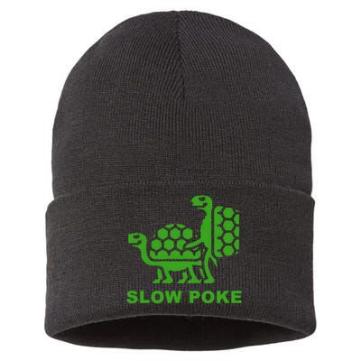 Slow Poke Funny Turtle Sustainable Knit Beanie