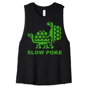 Slow Poke Funny Turtle Women's Racerback Cropped Tank