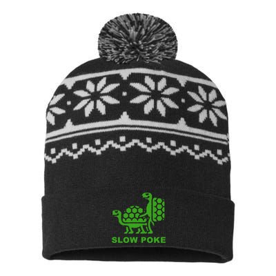 Slow Poke Funny Turtle USA-Made Snowflake Beanie