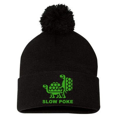 Slow Poke Funny Turtle Pom Pom 12in Knit Beanie