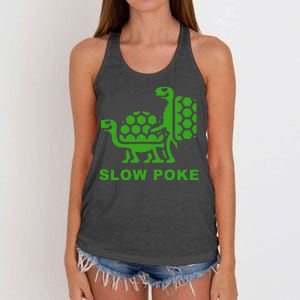 Slow Poke Funny Turtle Women's Knotted Racerback Tank