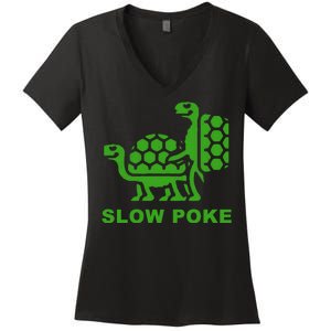 Slow Poke Funny Turtle Women's V-Neck T-Shirt