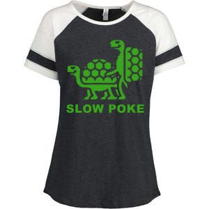 Slow Poke Funny Turtle Enza Ladies Jersey Colorblock Tee