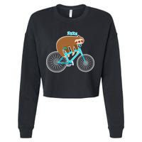 Slow Rider Funny Sloth Cropped Pullover Crew