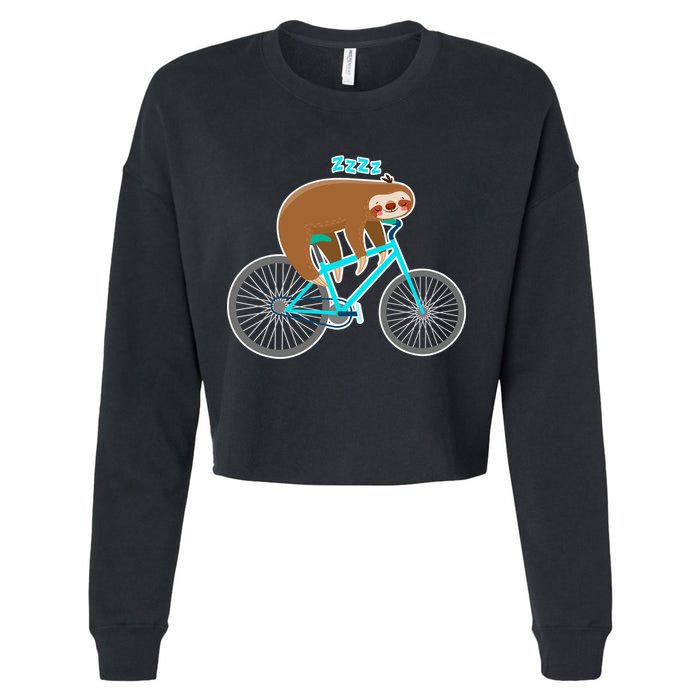Slow Rider Funny Sloth Cropped Pullover Crew