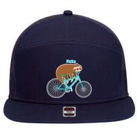 Slow Rider Funny Sloth 7 Panel Mesh Trucker Snapback Hat