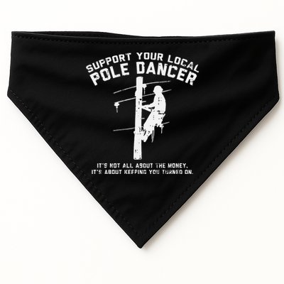 Support Local Pole Dancer Funny Electrician Lineman Gift USA-Made Doggie Bandana