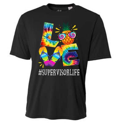 Supervisor Love Pineapple Summer Funny Off duty Tie Dye Cooling Performance Crew T-Shirt