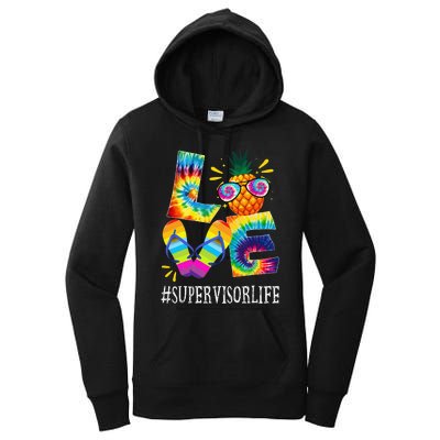 Supervisor Love Pineapple Summer Funny Off duty Tie Dye Women's Pullover Hoodie