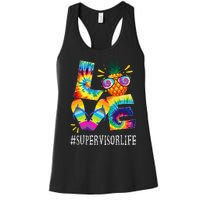 Supervisor Love Pineapple Summer Funny Off duty Tie Dye Women's Racerback Tank