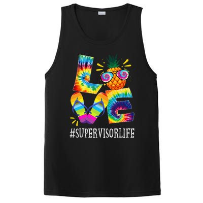 Supervisor Love Pineapple Summer Funny Off duty Tie Dye PosiCharge Competitor Tank