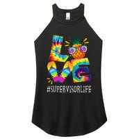 Supervisor Love Pineapple Summer Funny Off duty Tie Dye Women's Perfect Tri Rocker Tank