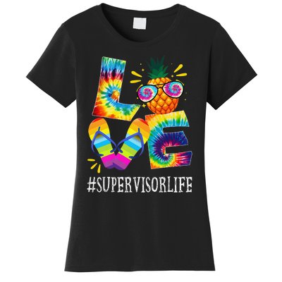 Supervisor Love Pineapple Summer Funny Off duty Tie Dye Women's T-Shirt