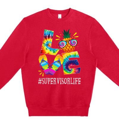 Supervisor Love Pineapple Summer Funny Off duty Tie Dye Premium Crewneck Sweatshirt