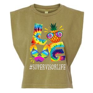 Supervisor Love Pineapple Summer Funny Off duty Tie Dye Garment-Dyed Women's Muscle Tee