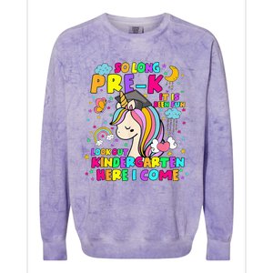 So Long PreK Kindergarten Here I Come Back To School Colorblast Crewneck Sweatshirt