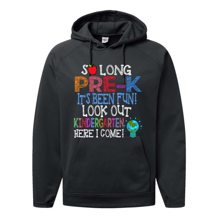 So Long PreK Funny Look Out Kindergarten Here I Come Performance Fleece Hoodie