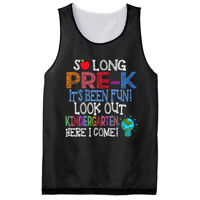 So Long PreK Funny Look Out Kindergarten Here I Come Mesh Reversible Basketball Jersey Tank