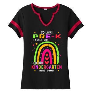 So Long Pre-K Look Out Kindergarten Graduation Gifts Rainbow Ladies Halftime Notch Neck Tee