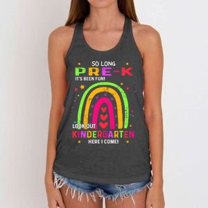 So Long Pre-K Look Out Kindergarten Graduation Gifts Rainbow Women's Knotted Racerback Tank