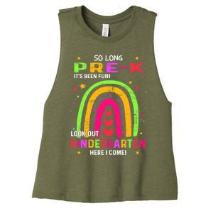 So Long Pre-K Look Out Kindergarten Graduation Gifts Rainbow Women's Racerback Cropped Tank