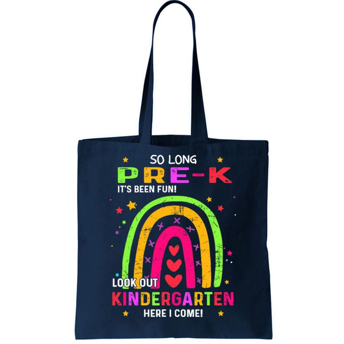 So Long Pre-K Look Out Kindergarten Graduation Gifts Rainbow Tote Bag