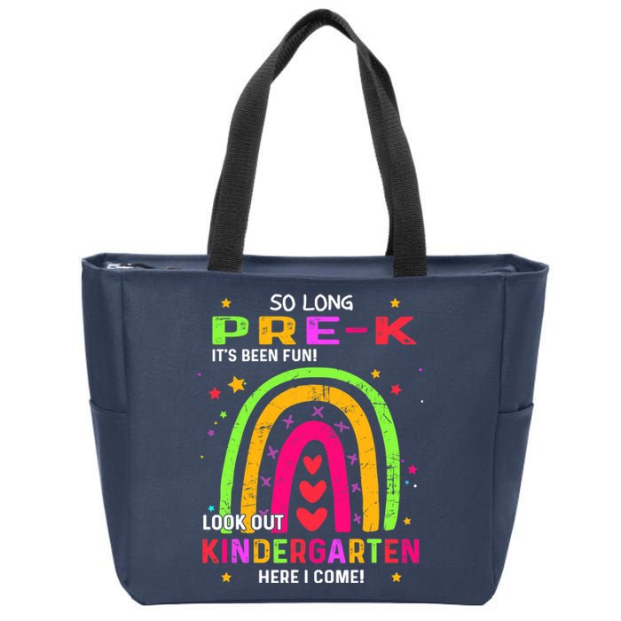 So Long Pre-K Look Out Kindergarten Graduation Gifts Rainbow Zip Tote Bag