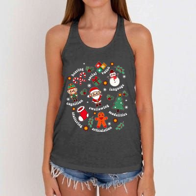 Speech Language Pathologist SLP Santa Squad Christmas  Women's Knotted Racerback Tank