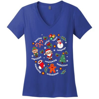 Speech Language Pathologist SLP Santa Squad Christmas  Women's V-Neck T-Shirt