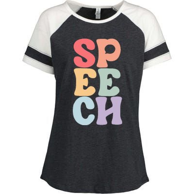 Speech Language Pathologist Speech Therapy SLP Enza Ladies Jersey Colorblock Tee